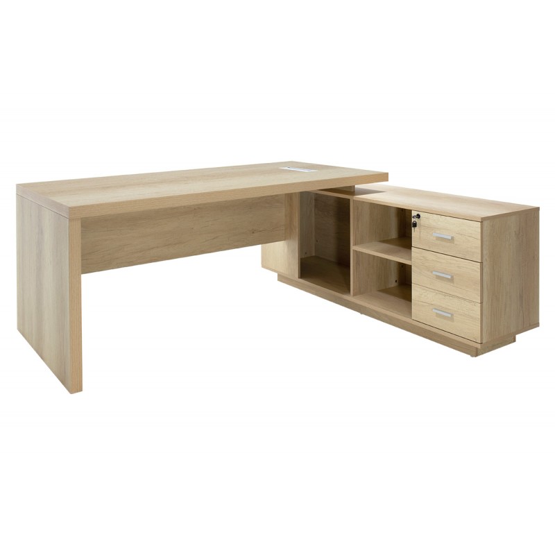 Γραφείο Εργασίας Αναστρέψιμο Επαγγελματικό Amazon Pakoworld Σε Φυσική Απόχρωση 200X170X75Εκ