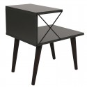 Βοηθητικό Τραπέζι-Κομοδίνο Gather Pakoworld Ανθρακί-Καρυδί 50X40X55Εκ