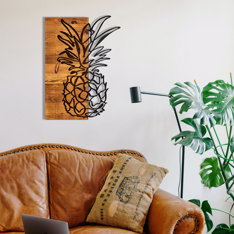 Διακοσμητικό Τοίχου Pinable Pakoworld Ξύλο Πεύκου Σε Φυσική Απόχρωση Με Μαύρο Μέταλλο 42X3X58Εκ