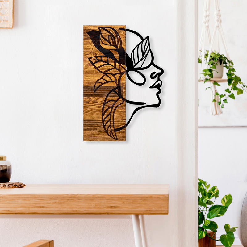 Διακοσμητικό Τοίχου Redian Pakoworld Ξύλο Πεύκου Σε Φυσική Απόχρωση Με Μαύρο Μέταλλο 34X3X50Εκ