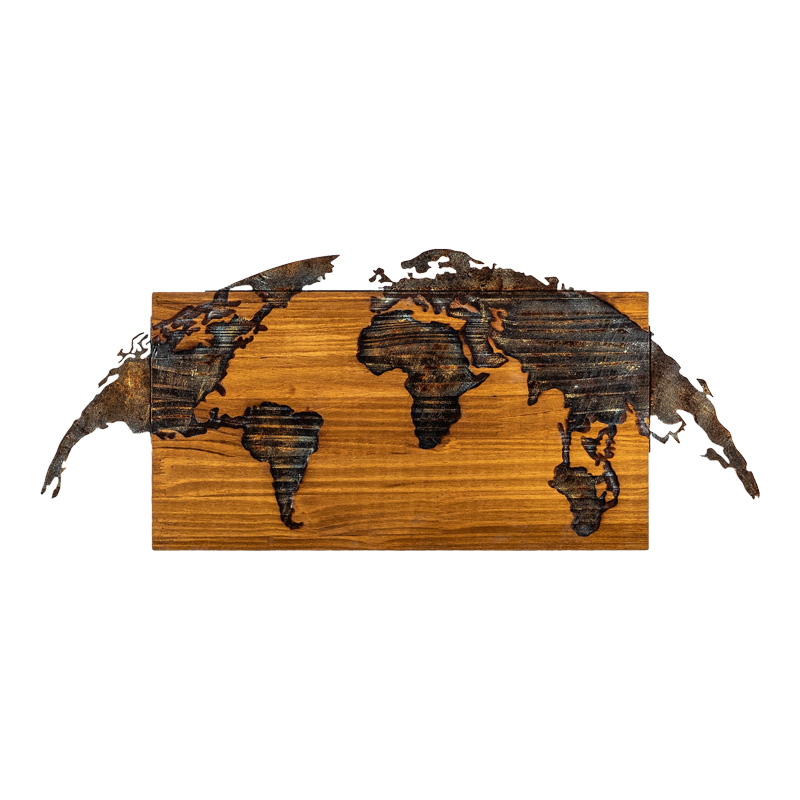 Διακοσμητικό Τοίχου Mable Pakoworld Ξύλο Πεύκου Σε Φυσική Απόχρωση Με Μαύρο Μέταλλο 83X3X38Εκ