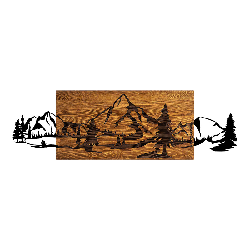 Διακοσμητικό Τοίχου Nereve Pakoworld Ξύλο Πεύκου Σε Φυσική Απόχρωση Με Μαύρο Μέταλλο 95X3X30Εκ