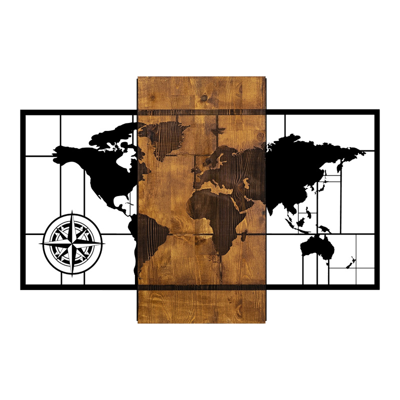 Διακοσμητικό Τοίχου Merzo Pakoworld Ξύλο Πεύκου Σε Φυσική Απόχρωση Με Μαύρο Μέταλλο 58X3X85Εκ