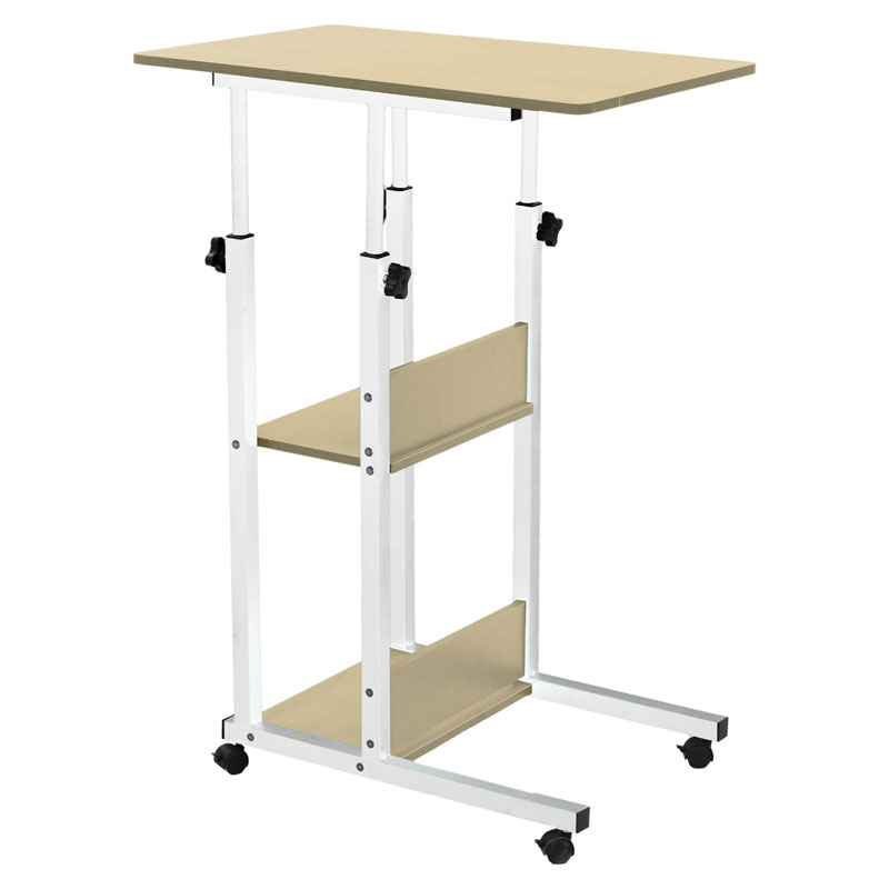 Βοηθητικό Τραπέζι Babs Pakoworld Τροχήλατο Λευκό-Φυσικό 60X40X71-92Εκ