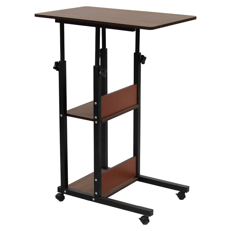 Βοηθητικό Τραπέζι Babs Pakoworld Τροχήλατο Καρυδί-Μαύρο 60X40X71-92Εκ