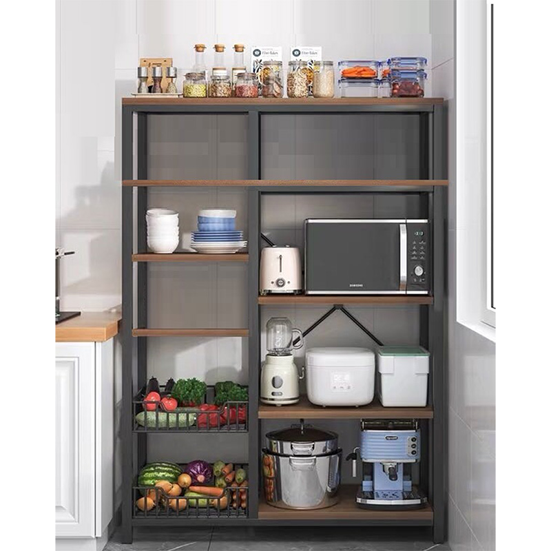 Ραφιέρα Επιδαπέδια Leena Pakoworld Μέταλλο Dark Oak-Μαύρο 80X30X142Εκ