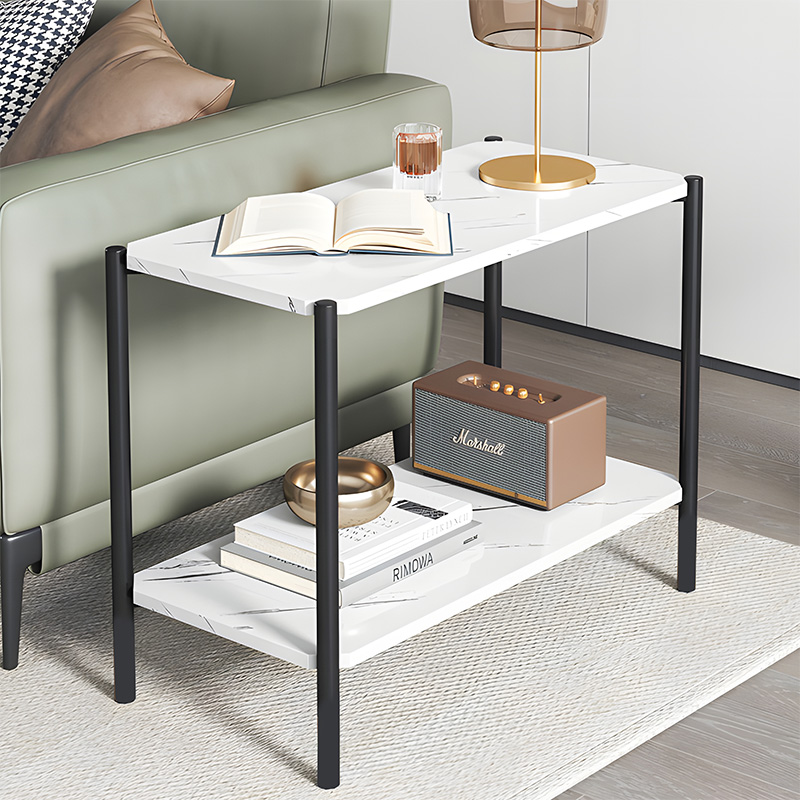 Βοηθητικό Τραπέζι Mara Mdf Λευκό Μαρμάρου-Μαύρο 80X40X55Cm