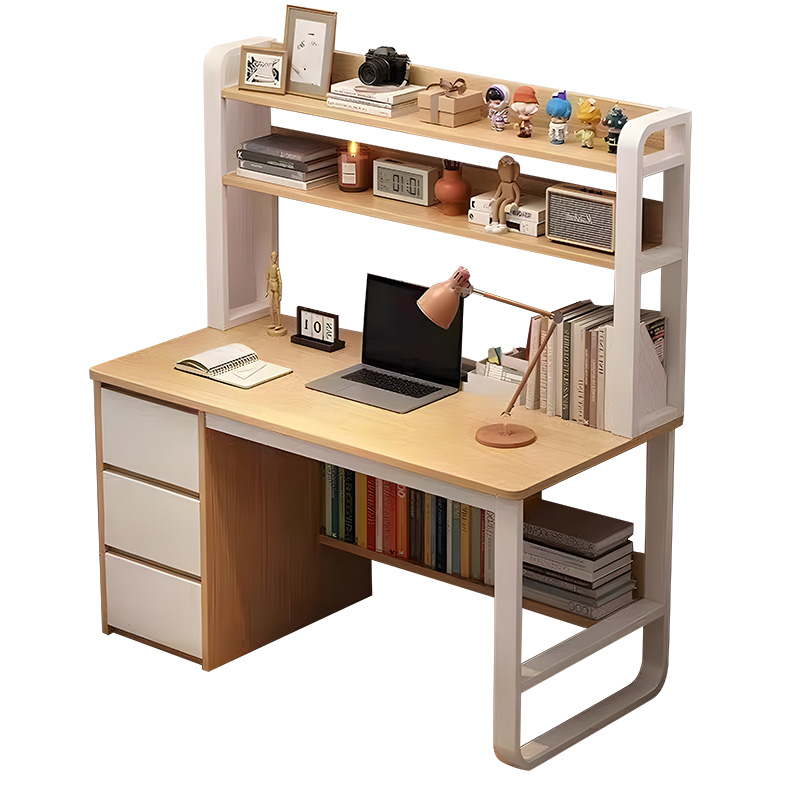 Γραφείο Soco Pakoworld Με Ραφιέρα-Mdf Φυσικό-Λευκό 120X50X147Εκ