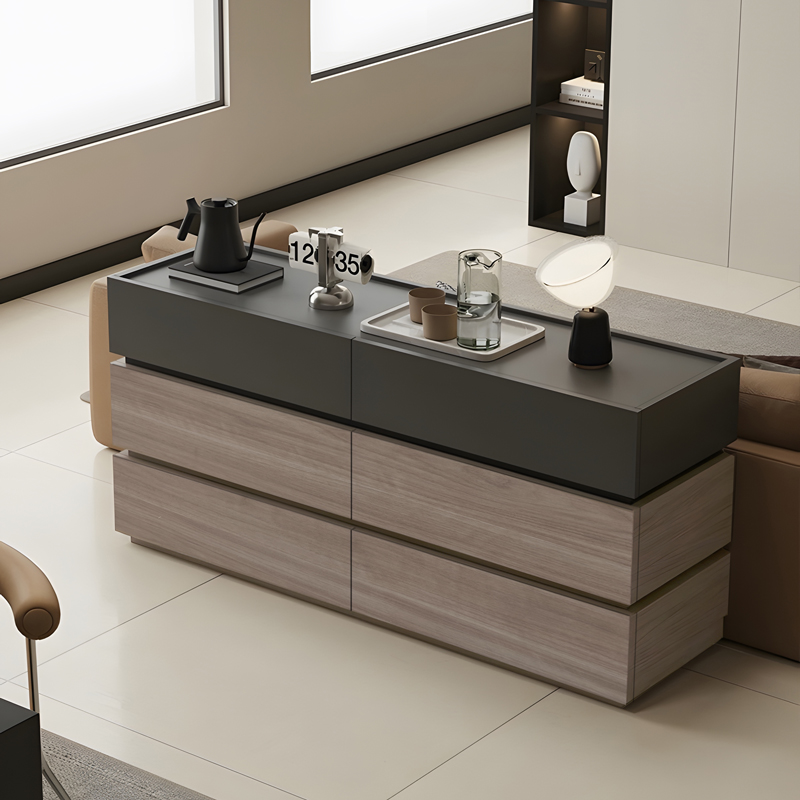 Συρταριέρα Sonlen Pakoworld Mdf Σε Ανθρακί-Sonoma Απόχρωση 120X40X72Εκ