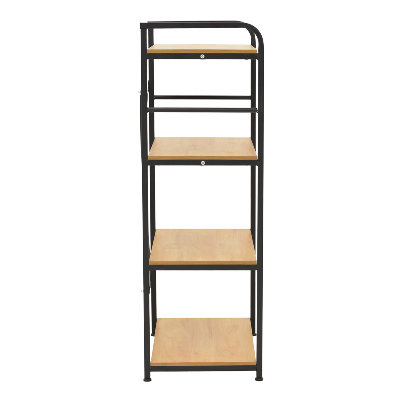 Ραφιέρα Επιδαπέδια Depo Pakoworld Μέταλλο Μαύρο-Mdf Σε Oak Απόχρωση 60X40X120Εκ