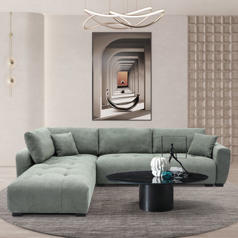 Γωνιακός Καναπές Gianco Pakoworld Αναστρέψιμος Ύφασμα Σε Μέντα Απόχρωση 298X208X85Εκ