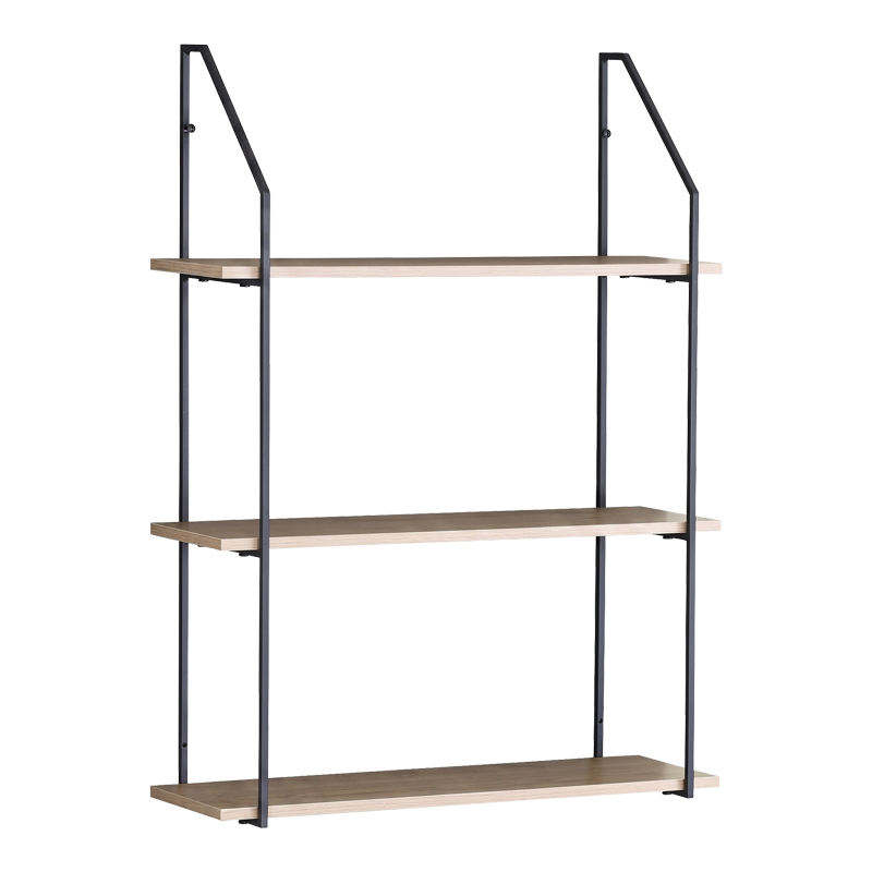 Ραφιέρα Τοίχου Fema Pakoworld Oak Με Μαύρο Μέταλλο 60X20X80Εκ