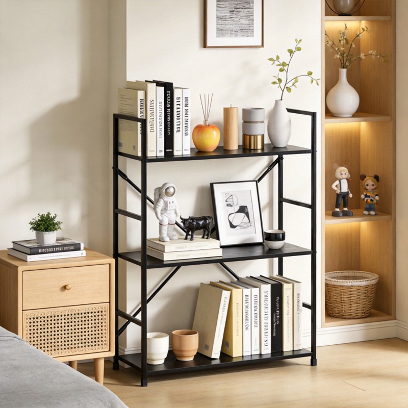 Βιβλιοθήκη-Ραφιέρα Manlo Pakoworld Μαύρο Μέταλλο 58.6X23.5X80Εκ