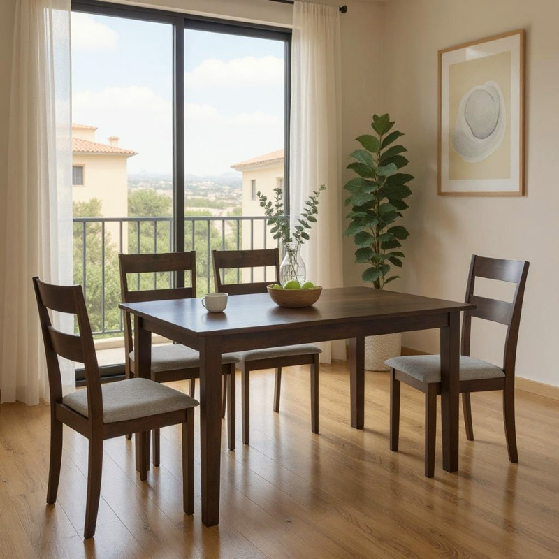 Tραπεζαρία Επεκτεινόμενη Mabor-Dallan Pakoworld Ξύλο Σε Καρυδί Απόχρωση 120-150X80X73,8Εκ