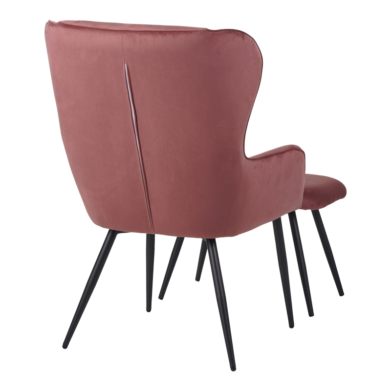 Πολυθρόνα Με Υποπόδιο Rueda Pakoworld Βελούδο Σε Σάπιο Μήλο Απόχρωση Με Μαύρα Μεταλλικά Πόδια 71.5X66.5X99Εκ