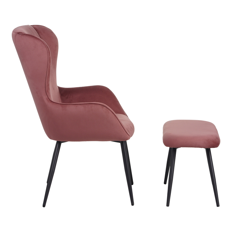 Πολυθρόνα Με Υποπόδιο Rueda Pakoworld Βελούδο Σε Σάπιο Μήλο Απόχρωση Με Μαύρα Μεταλλικά Πόδια 71.5X66.5X99Εκ