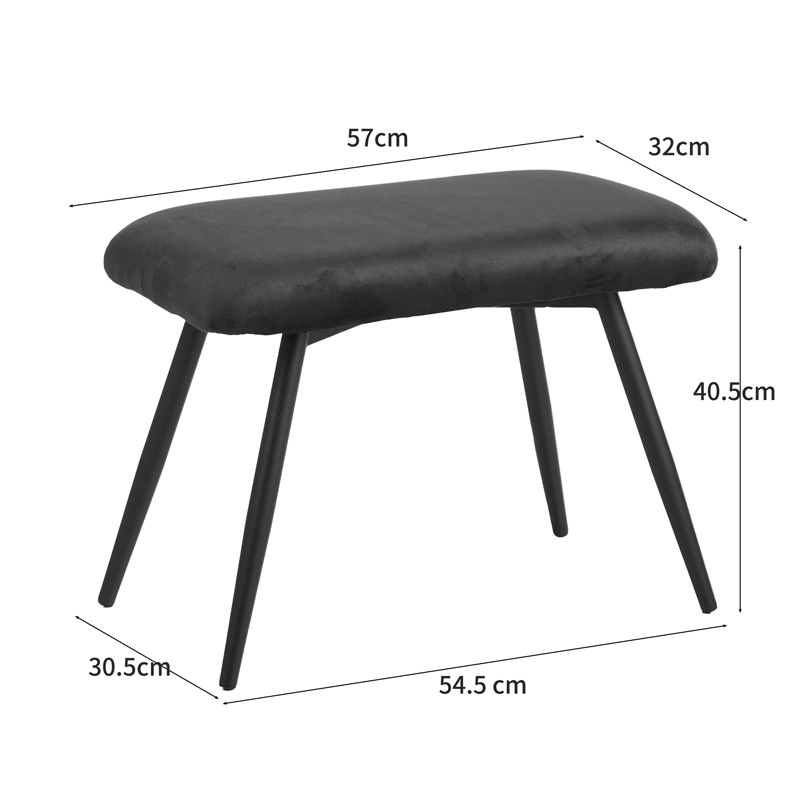 Πολυθρόνα Με Υποπόδιο Rueda Pakoworld Βελούδο Σε Σάπιο Μήλο Απόχρωση Με Μαύρα Μεταλλικά Πόδια 71.5X66.5X99Εκ