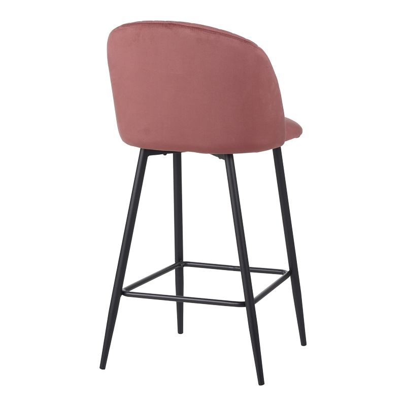 Σκαμπό Μπαρ Barow Pakoworld Βελούδο Σε Σάπιο Μήλο Απόχρωση Με Μαύρα Μεταλλικά Πόδια 53X46.5X96.5