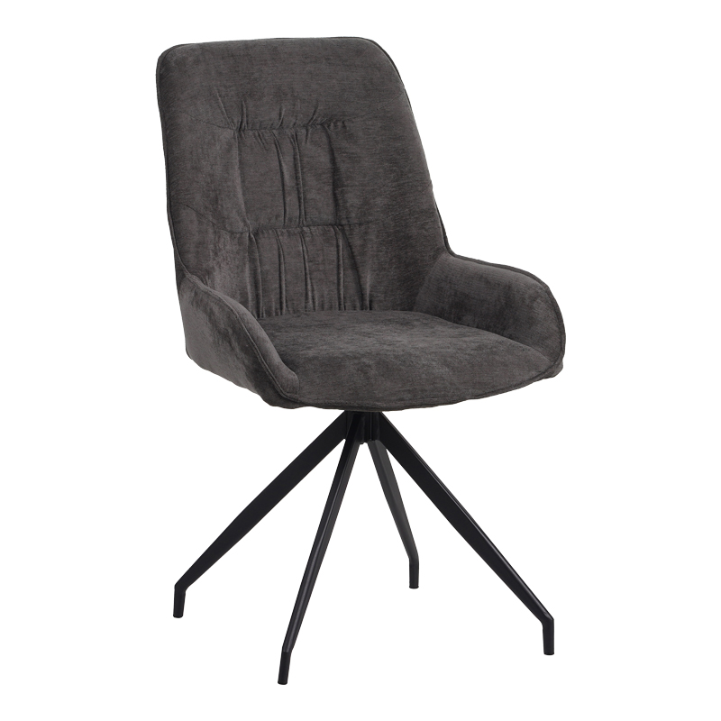 Καρέκλα Περιστεφόμενη Kadeira Pakoworld Ύφασμα Σκούρο Γκρι- Μαύρα Μεταλλικά Πόδια 57.5X51X89Εκ