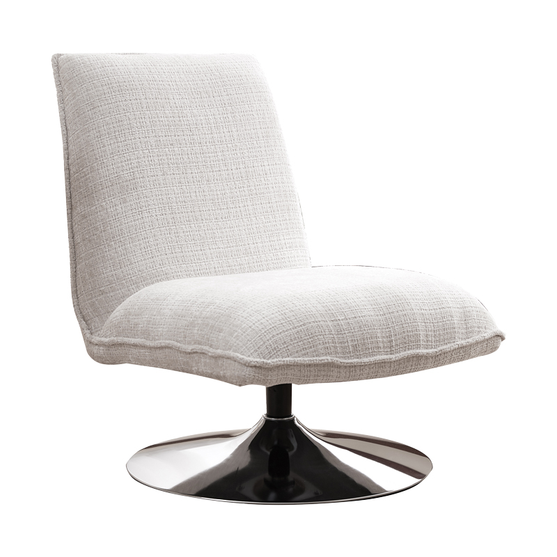 Πολυθρόνα Remona Pakoworld Περιστρεφόμενη Κρεμ Ύφασμα-Πόδι Χρωμίου 63X80X80Εκ