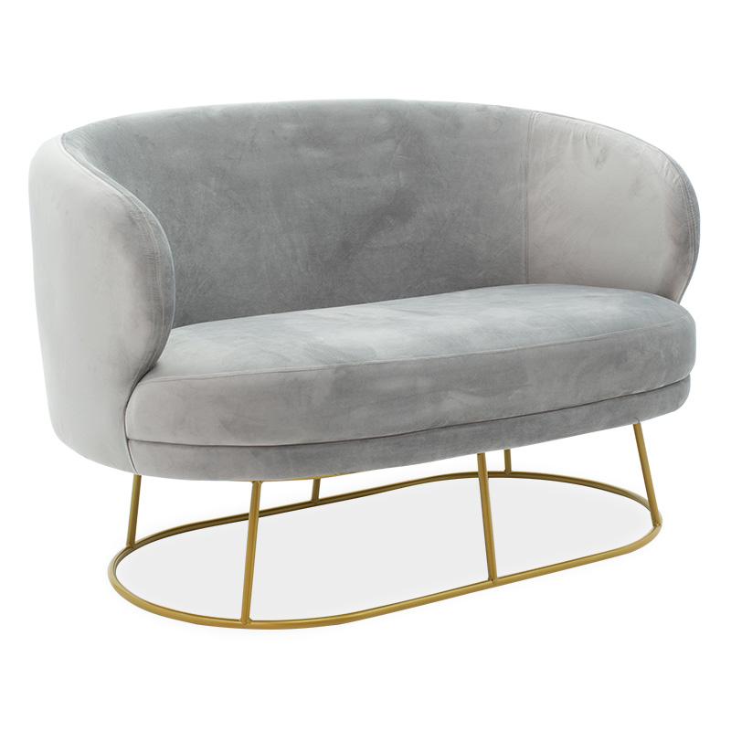 Καναπές 2Θέσιος Rony Pakoworld Βελούδο Γκρι-Χρυσό 132X82X83Εκ