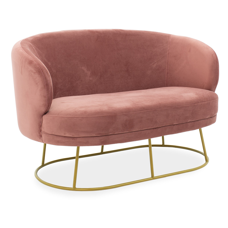 Καναπές 2Θέσιος Rony Pakoworld Βελούδο Σάπιο Μήλο-Χρυσό 132X82X83Εκ