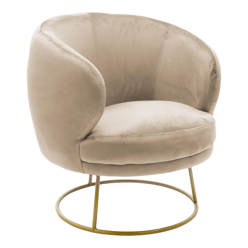 Πολυθρόνα Rony Pakoworld Βελούδο Μπεζ-Χρυσό 78X75X82Εκ