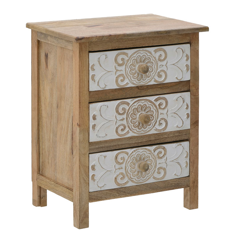 Συρταριέρα Inart 3-50-245-0017 Ξύλο Φυσικό-Λευκό 50X32X61Εκ