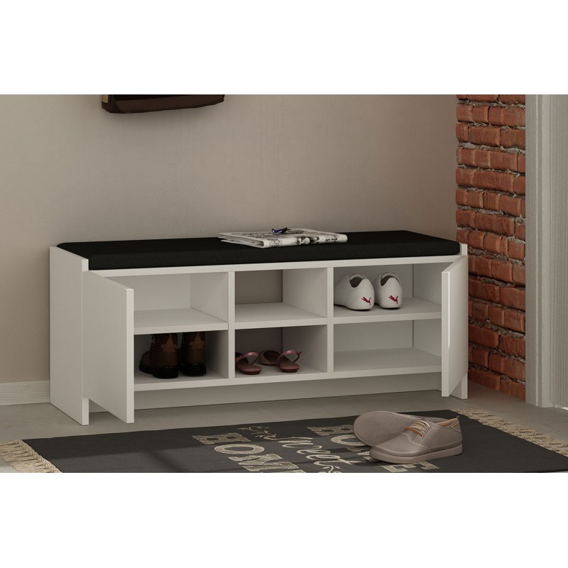 Έπιπλο Εισόδου Σκαμπό-Παπουτσοθήκη Zulla Pakoworld 10 Ζεύγων Λευκό 110X37X43Εκ