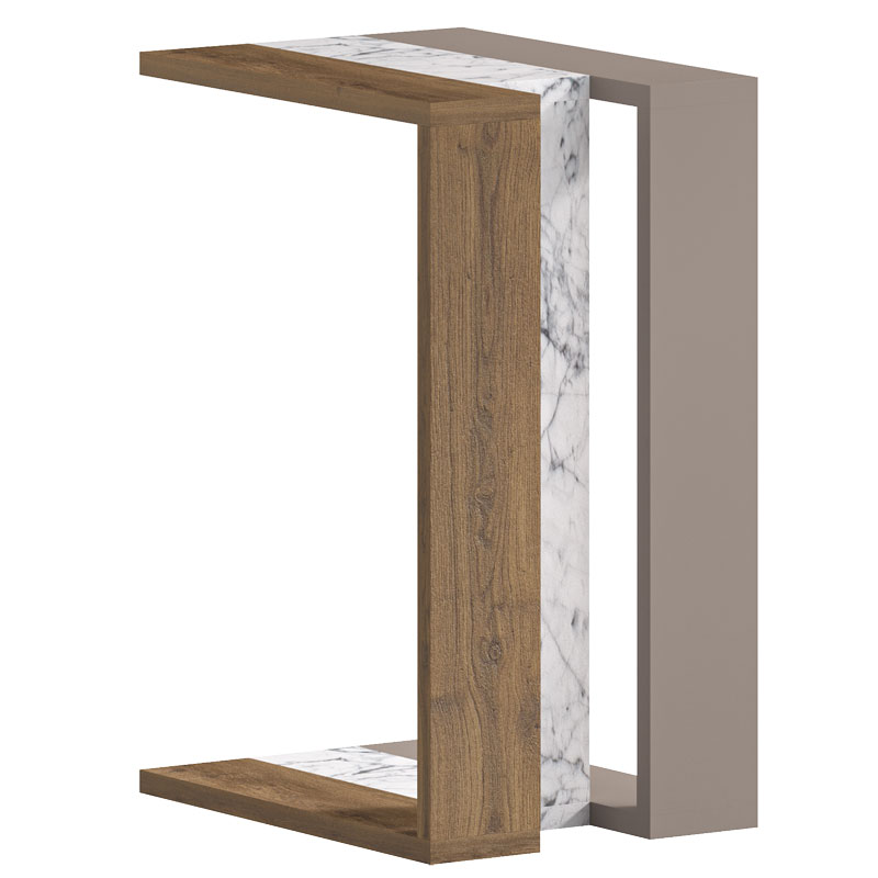 Βοηθητικό Τραπέζι Muju Pakoworld Σε 3 Χρώματα Φυσικό-Λευκό Μαρμάρου-Μόκα 40X30X57Εκ