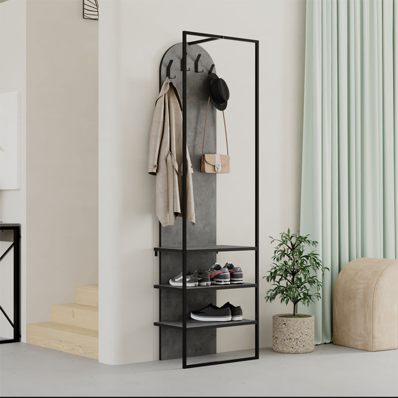 Έπιπλο Εισόδου Archy Pakoworld Μελαμίνης Ανθρακί 53X32X180Εκ