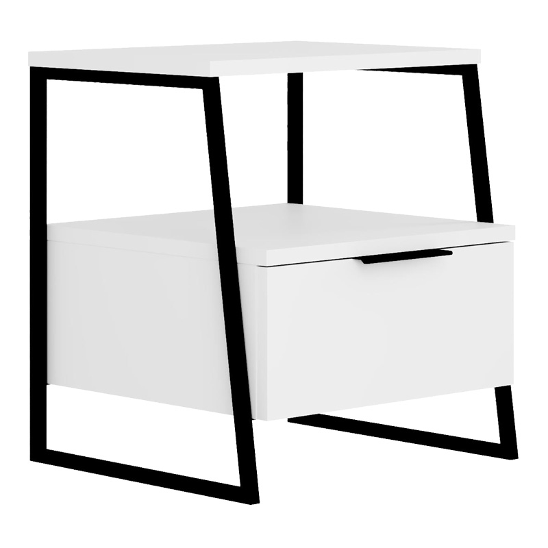 Κομοδίνο Johana Pakoworld Μαύρο-Λευκό 45X40X50Εκ