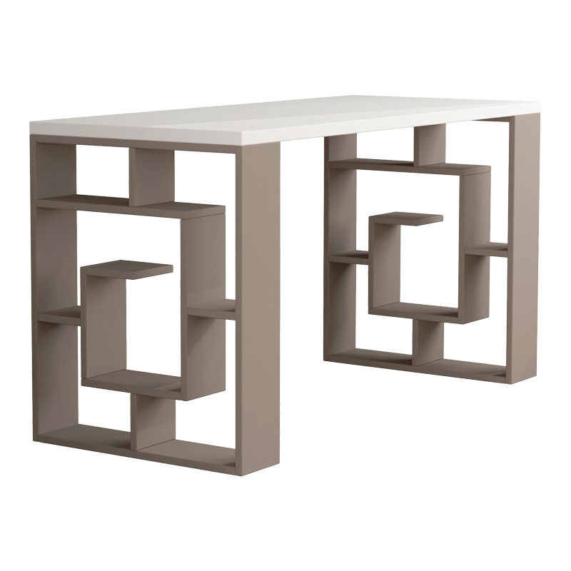 Γραφείο Labirent Pakoworld Χρώμα Λευκό-Μόκα 140X60X75Εκ