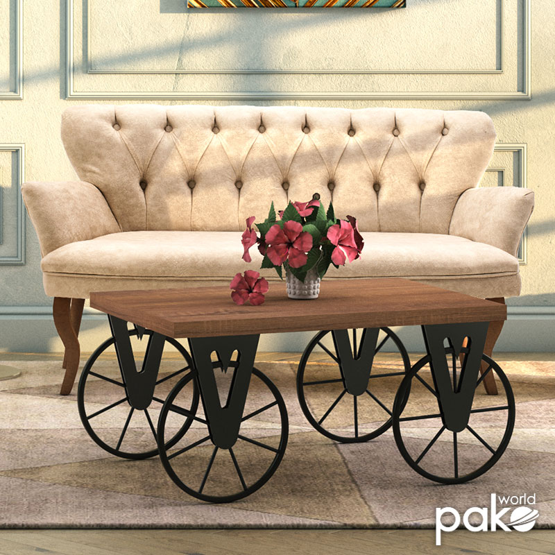 Τραπέζι Σαλονιού Bike Pakoworld Χρώμα Μαύρο-Καρυδί 85X55X41Εκ