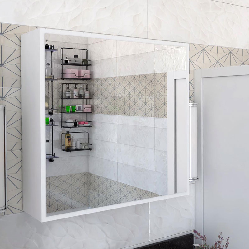 Ντουλάπι Μπάνιου Με Καθρέπτη Poliana Pakoworld Λευκό 70X17X70Εκ