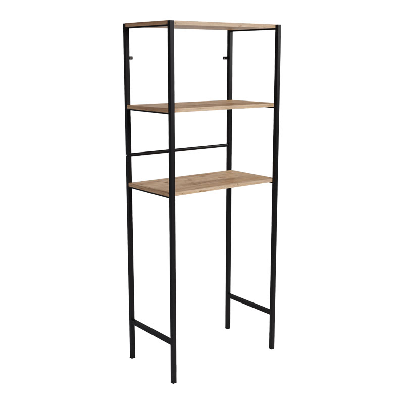 Έπιπλο Πλυντηρίου Zermin Pakoworld Μελαμίνης-Μεταλλικό Φυσικό-Μαύρο 70X25X150Εκ