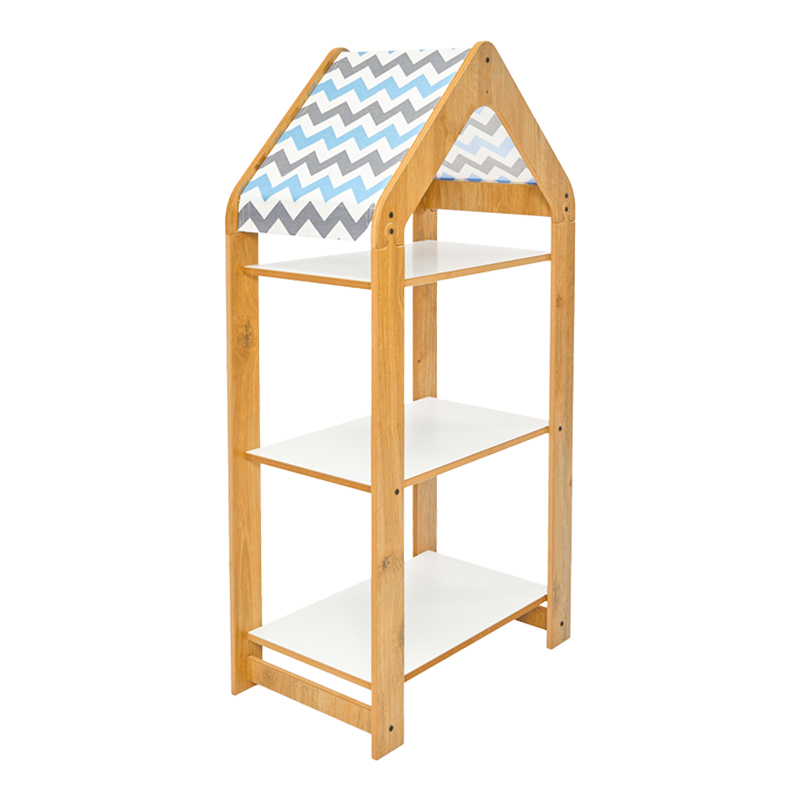 Ραφιέρα Τ. Montessori Zoilen I Pakoworld Λευκό-Φυσικό-Μπλε Mdf 50X30X100Εκ