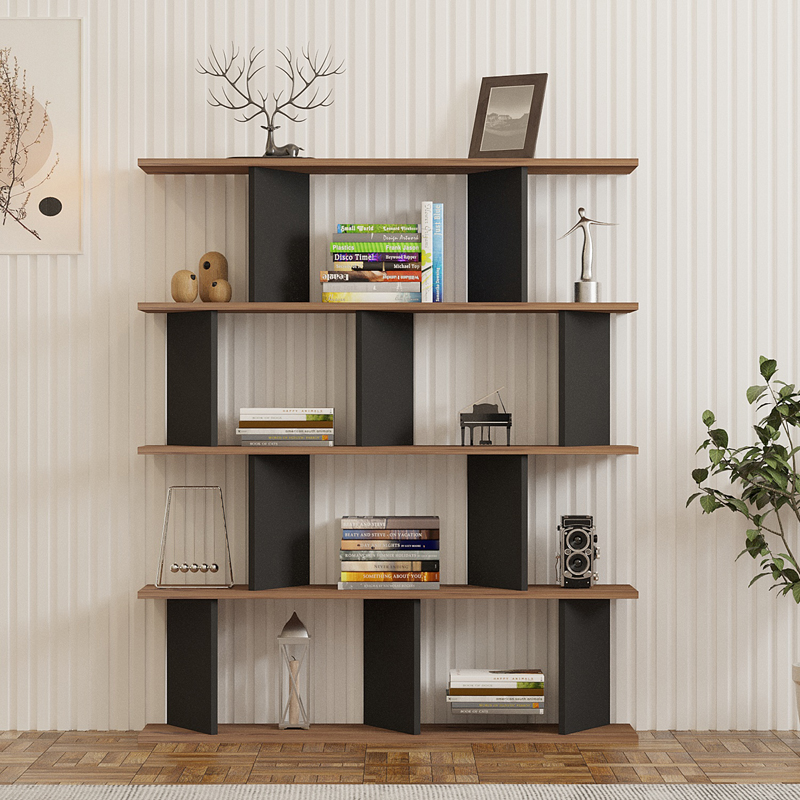Βιβλιοθήκη Ratu Pakoworld Ανθρακί Με Oak 120X24,6X141Εκ