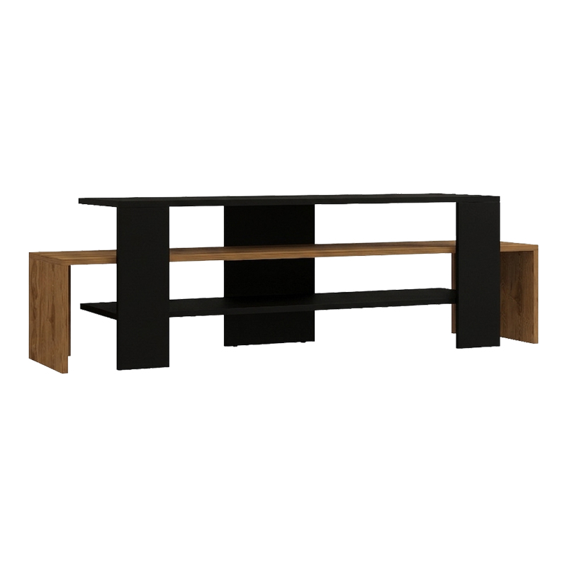 Έπιπλο Τηλεόρασης Lenour Pakoworld Sonoma Με Μαύρο 150X35X45Εκ