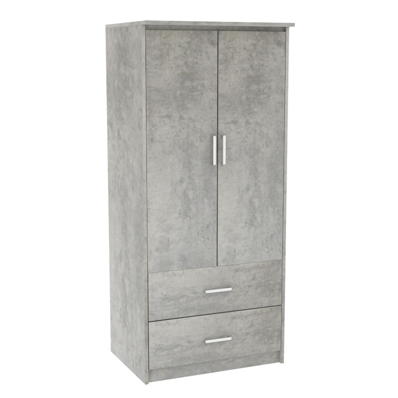 Ντουλάπα Ρούχων Δίφυλλη Olympus Pakoworld Χρώμα Antique Ανθρακί 81X57X183Εκ