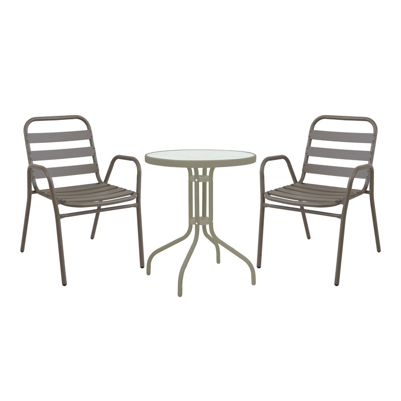 Τραπεζαρία Watson-Sussie Pakoworld Σετ 3Τεμ Μέταλλο Σαμπανιζέ-Γυαλί Φ60X70Εκ