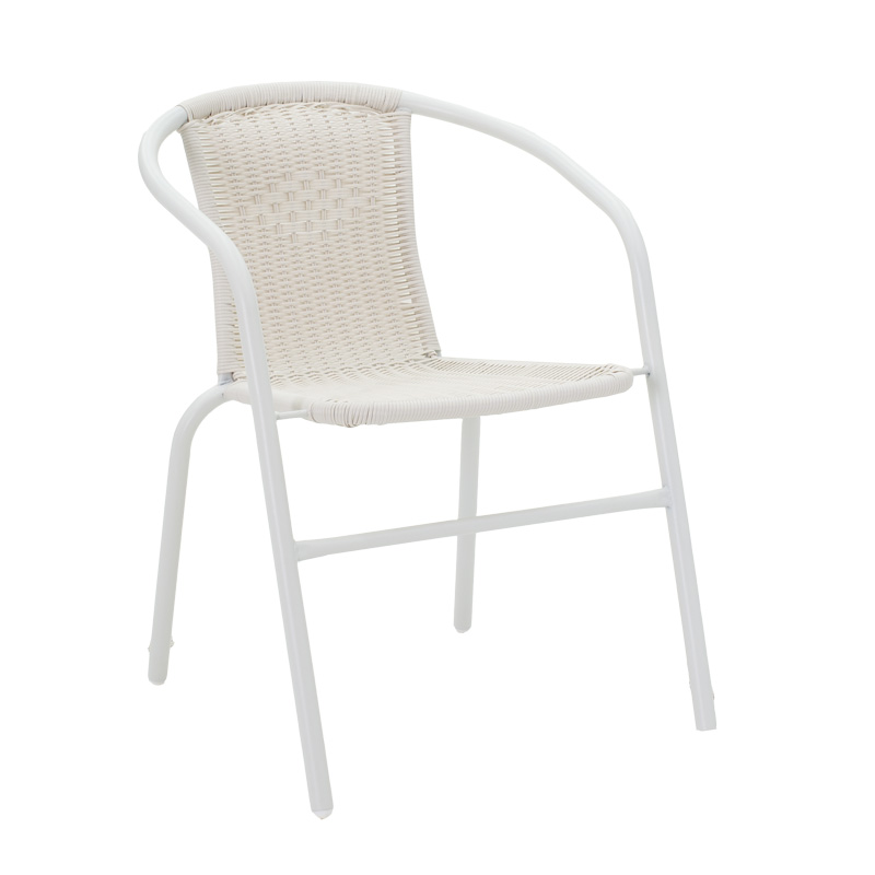 Τραπεζαρία Watson-Obbi Pakoworld Σετ 3Τεμ Μέταλλο Λευκό- Γυαλί 70X70X70Εκ