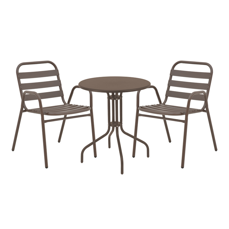 Τραπεζαρία Vergo-Sussie Pakoworld Σετ 3 Τεμ Καφέ Μέταλλο Φ60X70Εκ