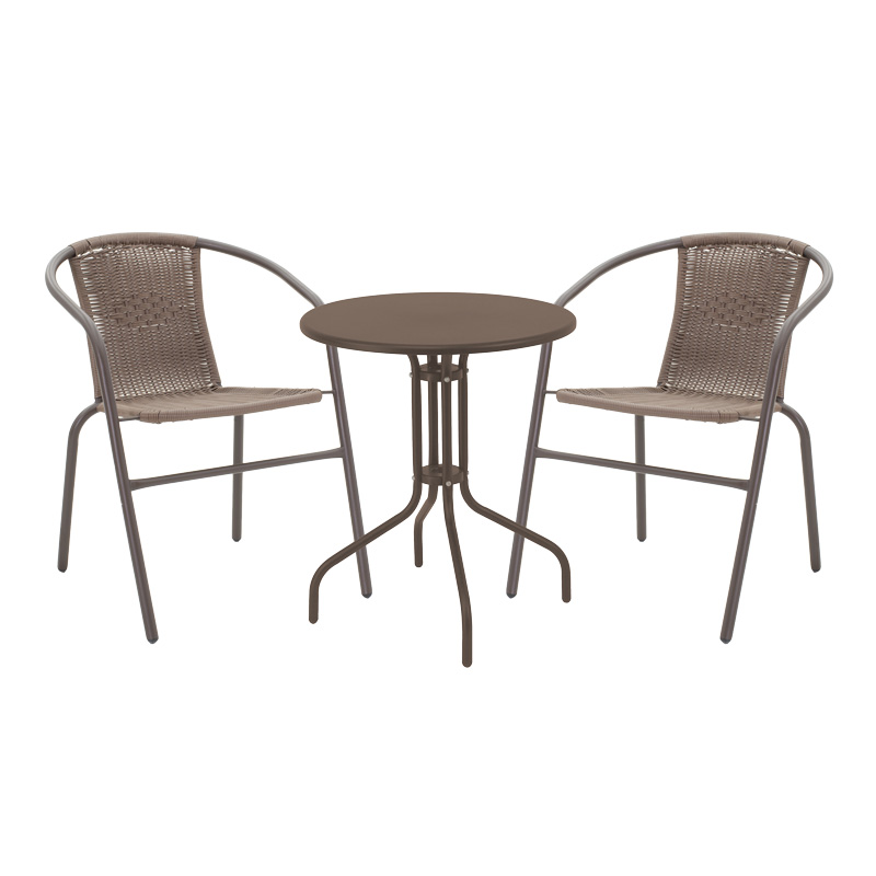 Τραπεζαρία Vergo-Obbi Pakoworld 3Τεμ Καφέ Μέταλλο Φ60X70Εκ