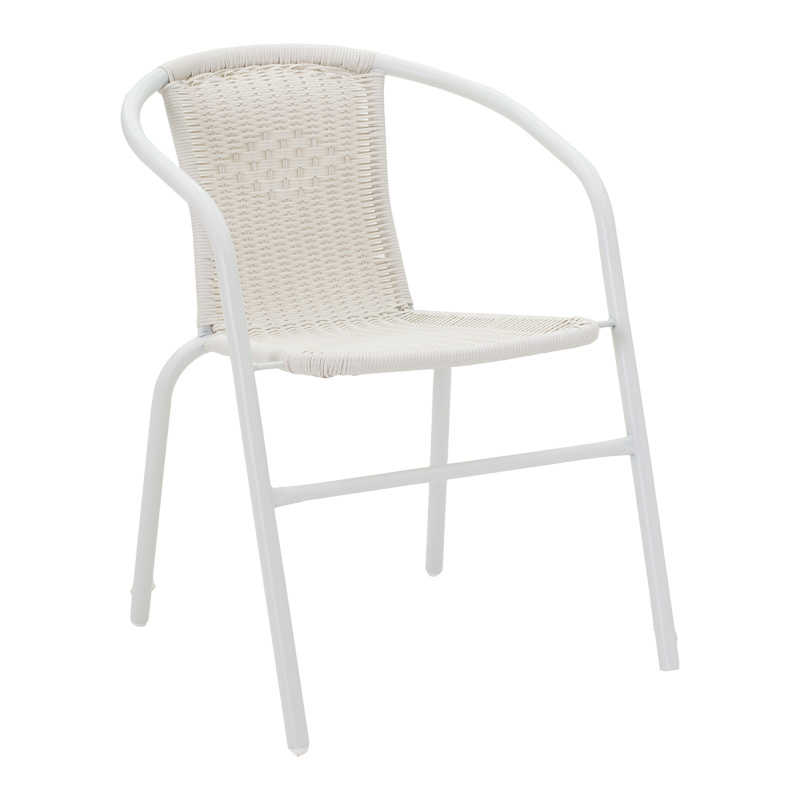 Τραπεζαρία Obbi-Ensure Pakoworld 5Τεμ Μέταλλο-Γυαλί Σε Λευκή Απόχρωση 120X70X70Εκ