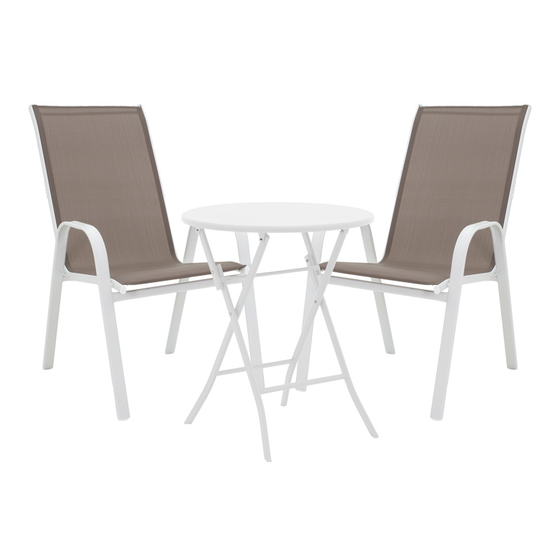 Τραπεζαρία Albero-Calan Pakoworld 3Τεμ Μέταλλο Σε Λευκή Απόχρωση Φ60X70Εκ