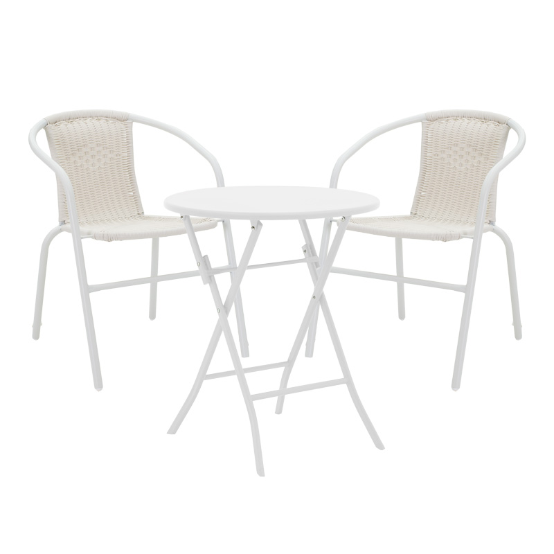 Τραπεζαρία Albero-Obbi Pakoworld 3Τεμ Μέταλλο Σε Λευκή Απόχρωση Φ60X70Εκ