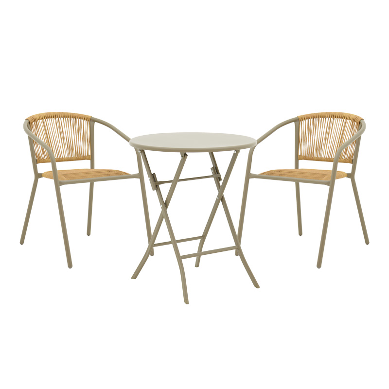 Τραπεζαρία Albero-Lindaria Pakoworld 3Τεμ Μέταλλο Σε Σαμπανιζε Απόχρωση Φ60X70Εκ