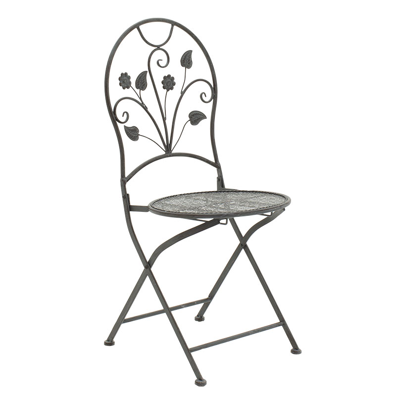 Τραπεζαρία Abriel Pakoworld Σετ 3Τεμ Μέταλλο Ανθρακί Antique