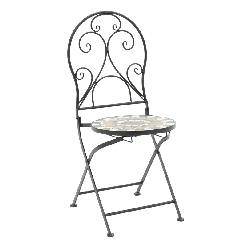 Τραπεζαρία Mosaic Pakoworld Σετ 3Τεμ Μέταλλο Μαύρο